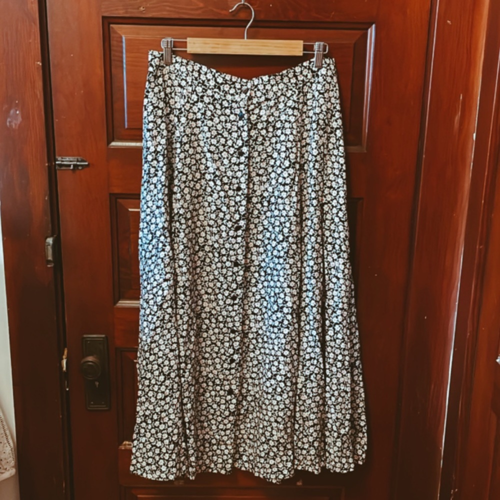 Vintage button-down floral maxi skirt